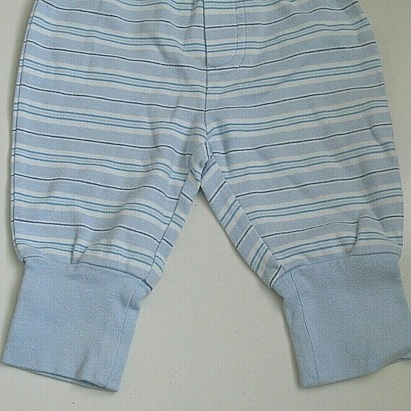Carters Child of Mine Sweatpants Boys Size 0-3M Blue White Stripe Elastic Jogger - Picture 2 of 5